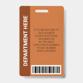 Aangepaste oranje moderne foto medewerker naam bar badge (Achterkant)