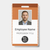 Aangepaste oranje moderne foto medewerker naam bar badge (Voorzijde)