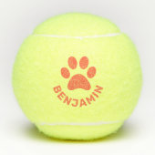 Aangepaste Oranje Pet Naam Pet  Tennisballen (Voorkant)