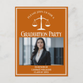Aangepaste Oranje Recht School Afstuderen Photo Pa Uitnodiging Briefkaart (Voorkant)