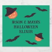 Aangepaste Oranje Retro Pompoen Halloween Sparkling Wijnetiket (Enkel label)