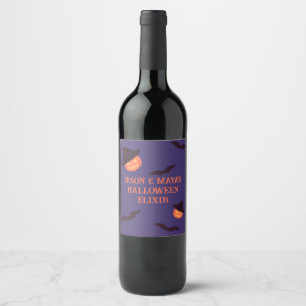 Aangepaste Oranje Retro Pompoen Halloween Wijnlabe Wijn Etiket