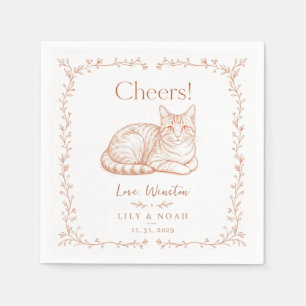 Aangepaste oranje tabby kat huwelijks boho gember  servet