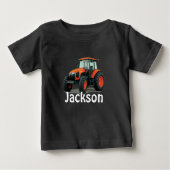 Aangepaste Oranje tractor Baby T-shirt (Voorkant)
