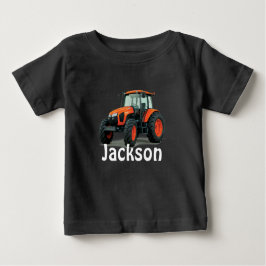Aangepaste Oranje tractor Baby T-shirt