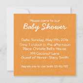 Aangepaste oranje uniseks babyshoweruitnodiging kaart (Achterkant)