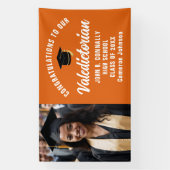 Aangepaste oranje valedictorian foto afstudeerfees spandoek (Verticaal)