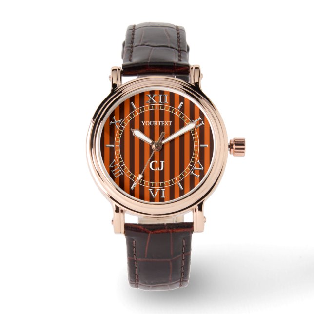 Aangepaste Oranje verticale strepen Horloge (Voorkant)