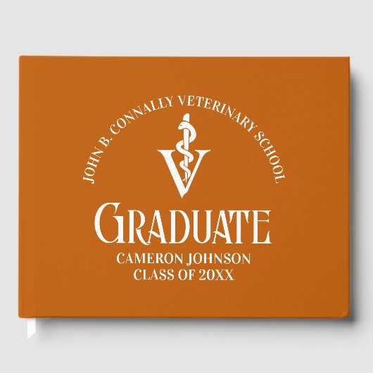 Aangepaste Oranje Veterinaire School Afstudeerfees Gastenboek (Voorkant)