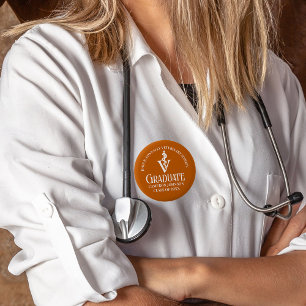 Aangepaste Oranje Veterinaire School Afstudeerfees Ronde Button 5,7 Cm