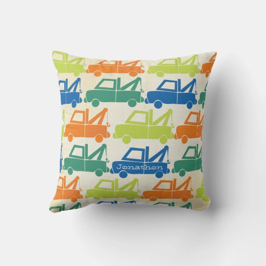 Aangepaste Oranje vuilniswagen voor New Baby Boy Kussen (Achterkant)