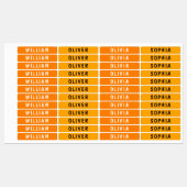 (Aangepaste Oranje waterdichte Labels) Kinder Naam Labels (Vel)