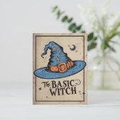 Aangepaste  Oranje Witchy Pet Halloween Witch Briefkaart (Staand voorkant)