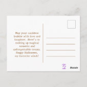 Aangepaste  Oranje Witchy Pet Halloween Witch Briefkaart (Achterkant)