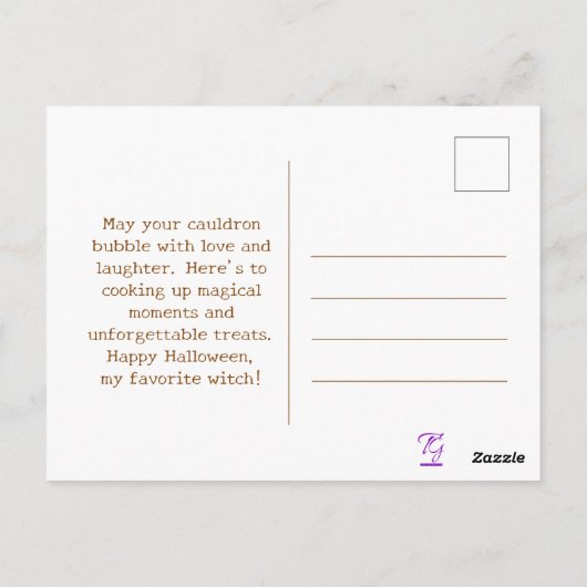 Aangepaste  Oranje Witchy Pet Halloween Witch Briefkaart (Achterkant)