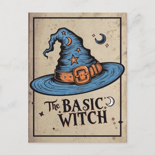 Aangepaste  Oranje Witchy Pet Halloween Witch Briefkaart (Voorkant)