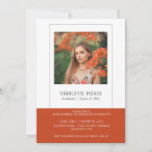 Aangepaste oranje witte afstudeerfoto sjabloon kaart (Voorkant)