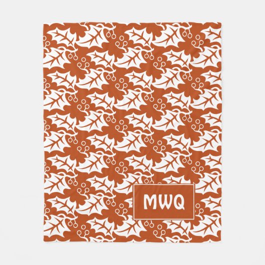 Aangepaste, Oranje, witte MONOGRAM-kleppen Fleece Deken (Voorkant)