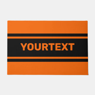 Aangepaste Oranje zwarte racestrepes Deurmat