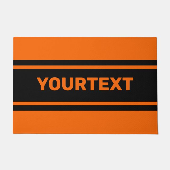 Aangepaste Oranje zwarte racestrepes Deurmat (Voorkant)