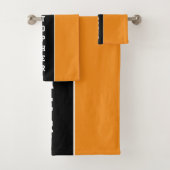Aangepaste Oranje zwarte stripe-handdoekset Bad Handdoek (Insitu)