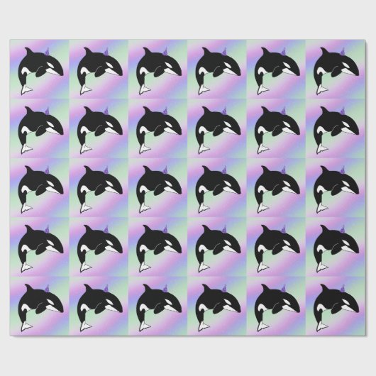 Aangepaste orca Killer Whale Birthday Cadeaupapier (Vlak)