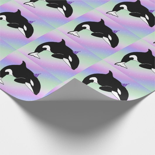 Aangepaste orca Killer Whale Birthday Cadeaupapier (Hoek)