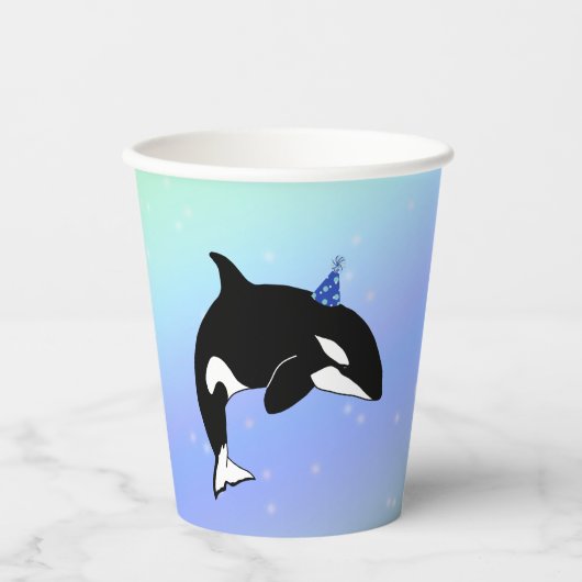 Aangepaste orca Killer Whale Birthday Papieren Bekers (Voorkant)