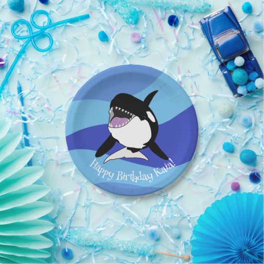 Aangepaste orca Killer Whale Birthday Papieren Bordje (Feest)
