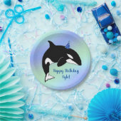 Aangepaste orca Killer Whale Birthday Papieren Bordje (Feest)