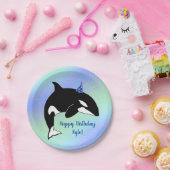 Aangepaste orca Killer Whale Birthday Papieren Bordje (Feest)