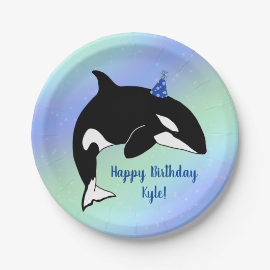 Aangepaste orca Killer Whale Birthday Papieren Bordje (Voorkant)