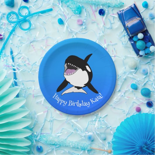 Aangepaste orca Killer Whale Birthday Papieren Bordje (Feest)