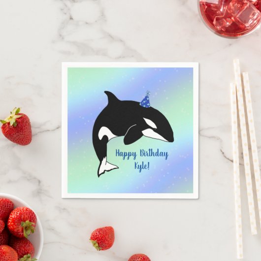 Aangepaste orca Killer Whale Birthday Servet (Insitu)