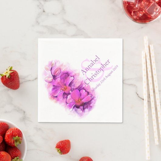 Aangepaste orchidee waterverf papier voor bruiloft servet (Insitu)
