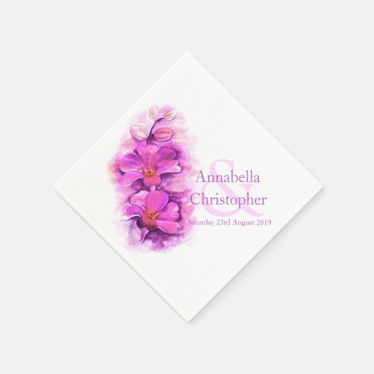 Aangepaste orchidee waterverf papier voor bruiloft servetten (Hoek)