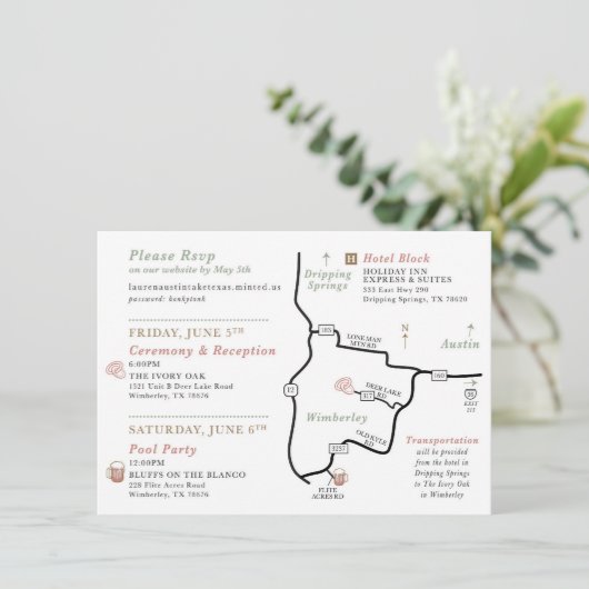 AANGEPASTE ORDE - trouwkaart Informatiekaartje (Staand voorkant)