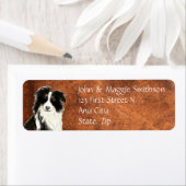 Aangepaste originele Waterverf-grens Collie Dog pe Etiket (Insitu)