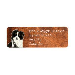 Aangepaste originele Waterverf-grens Collie Dog pe Etiket