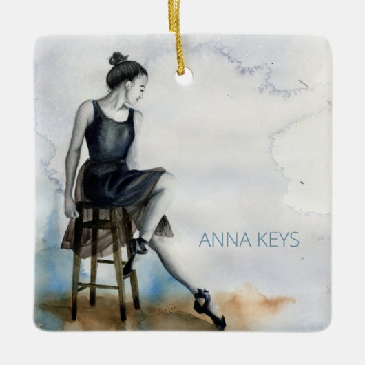 Aangepaste Ornament Waterverf Dancer Ballet (Voorkant)