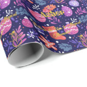 Aangepaste Ornamenten en Bloemen Kerst Cadeaupapier (Rol Hoek)