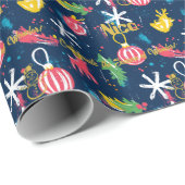 Aangepaste Ornamenten en rendieren kerst Cadeaupapier (Rol Hoek)