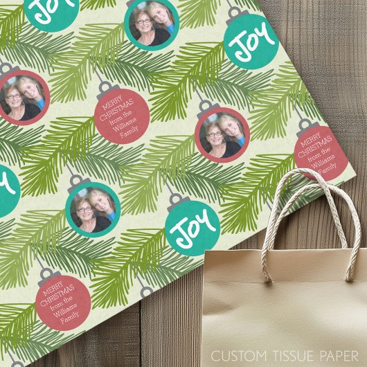 Aangepaste Ornamenten met kerstboomfoto's Tissuepapier