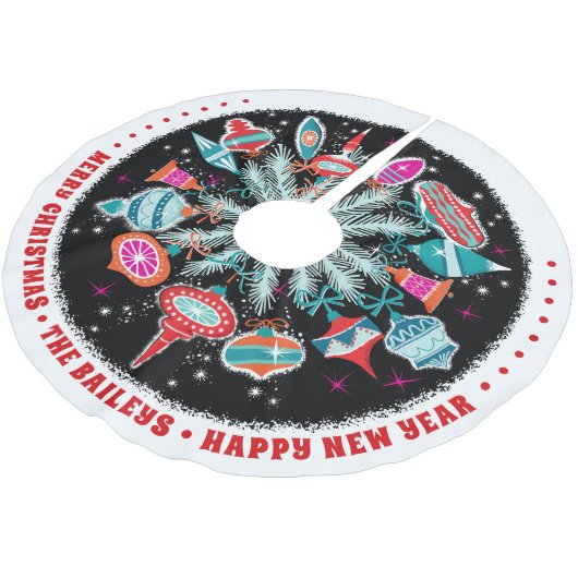 Aangepaste  Ornamenten met zwarte achtergrond Kerstboom Rok (Gekanteld)