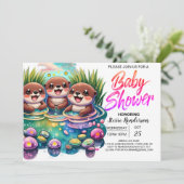 Aangepaste Otter Schattige Baby shower Kaart (Staand voorkant)