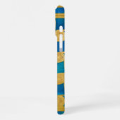 Aangepaste Oud-Egyptische Monogram Blauw Goud iPhone Hoesje (Linkerkant)