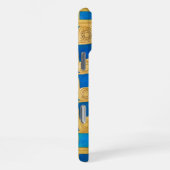 Aangepaste Oud-Egyptische Monogram Blauw Goud iPhone Hoesje (Rechterkant)