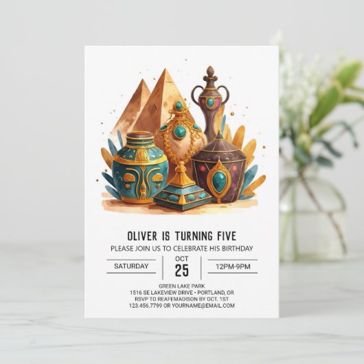 Aangepaste Oude Egypte Moderne Piramides Verjaarda Kaart (Staand voorkant)