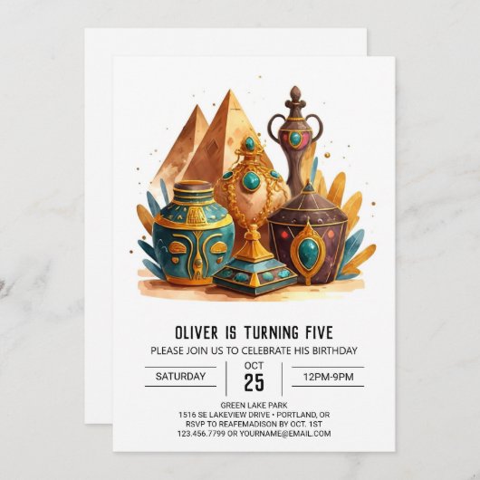 Aangepaste Oude Egypte Moderne Piramides Verjaarda Kaart (Voorkant / Achterkant)