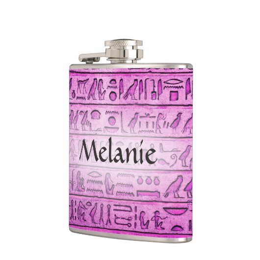 Aangepaste oude Egyptische Hieroglyphs Paarse fles Heupfles (Links)